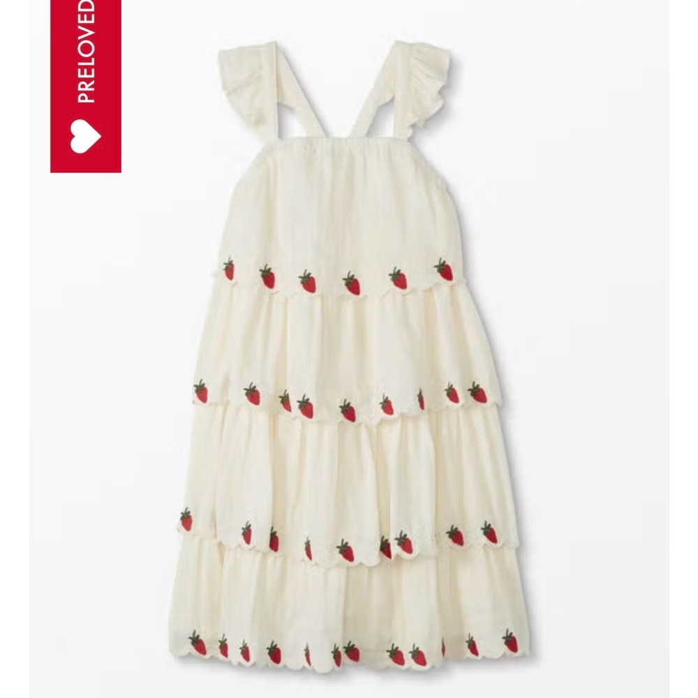Hanna Andersson Cream Dress with Red Strawberry Details